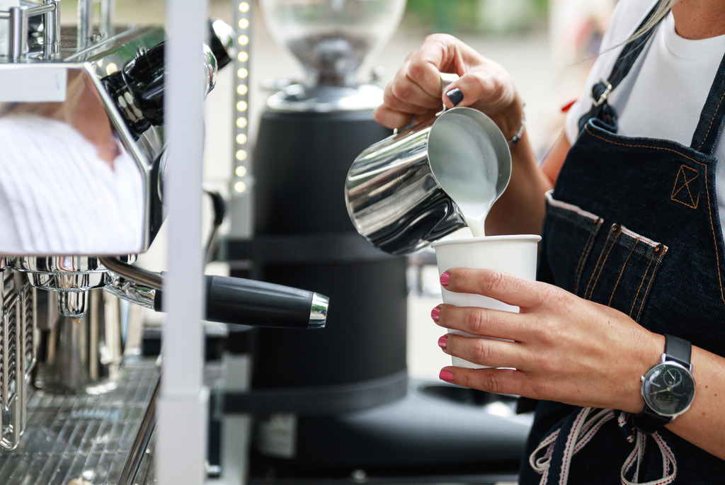Coffee cart and barista