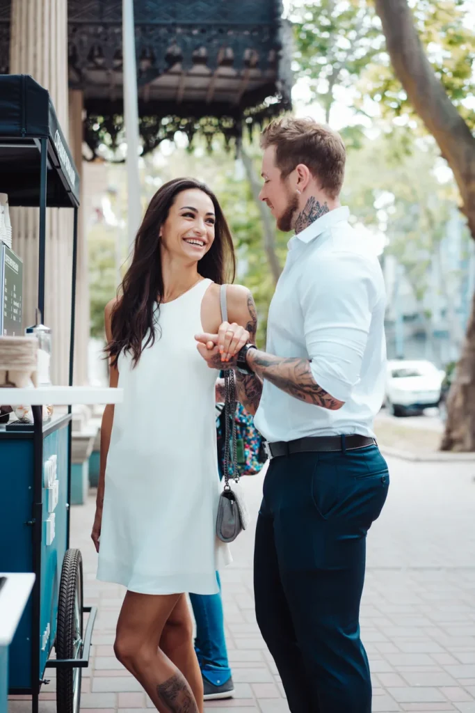 Guests being served coffee at a mobile coffee cart in Brisbane